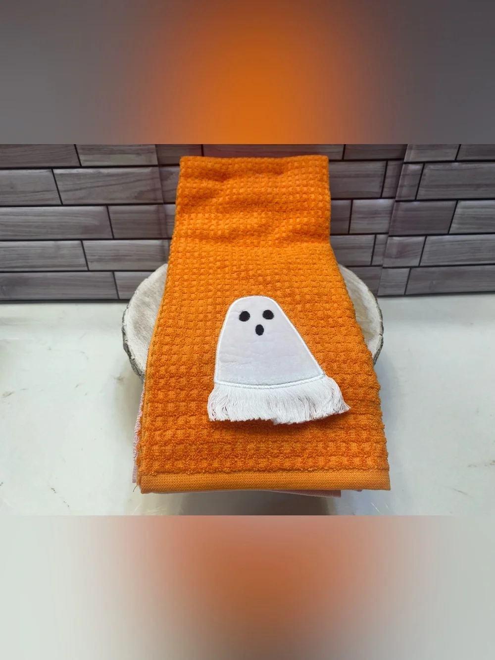 Cupcakes and cashmere ❤️(3) Fringe Edge Ghost Kitchen Towel NWT